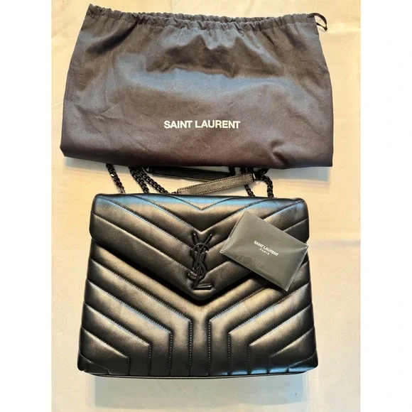 Saint Laurent Loulou Medium Bag Black Quilted Leather YSL 574946 DV728 1000 - Picture 1 of 16